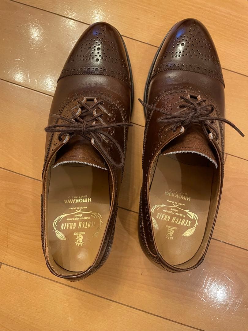 スコッチグレイン ブラウンウィングチップドレスシューズ 23.5cm