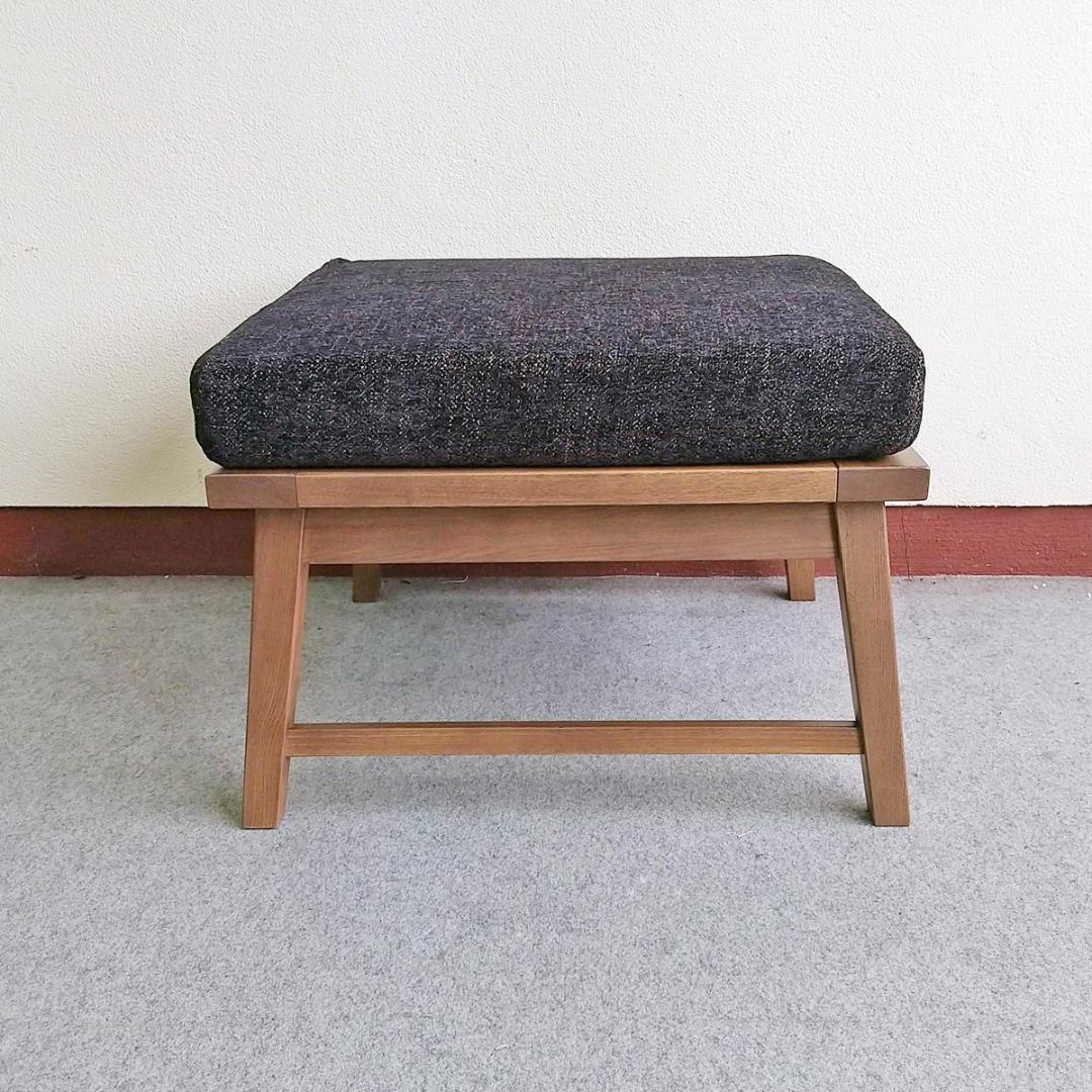 スツール ゆったり幅広座面 洗える布カバー2枚付（ブラウン・ブルー）オットマン