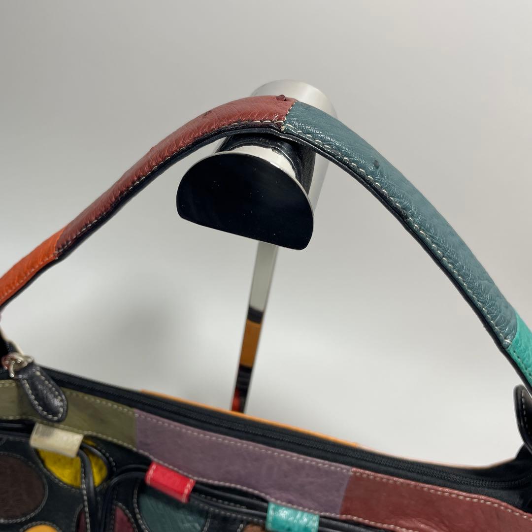 オーストリッチ 本革 ハンドバッグ ショルダーバッグ 肩掛け