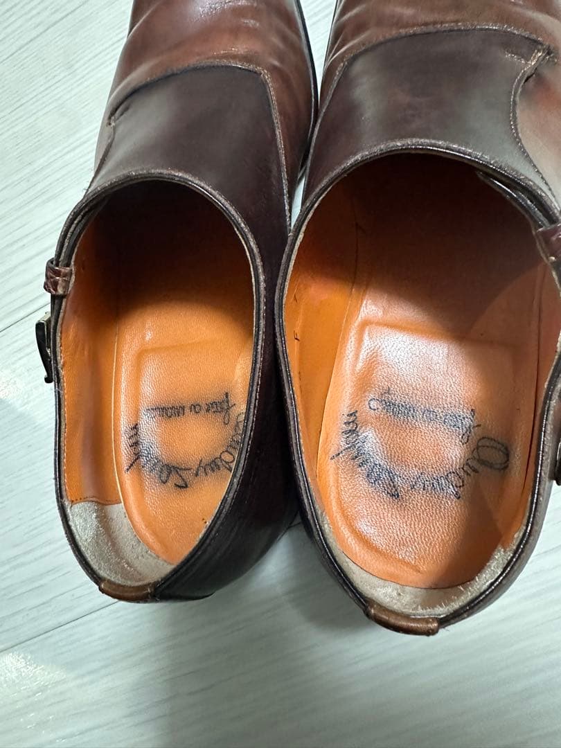 【美品】Santoni 7 ブラウン モンクストラップシューズ　サントーニ