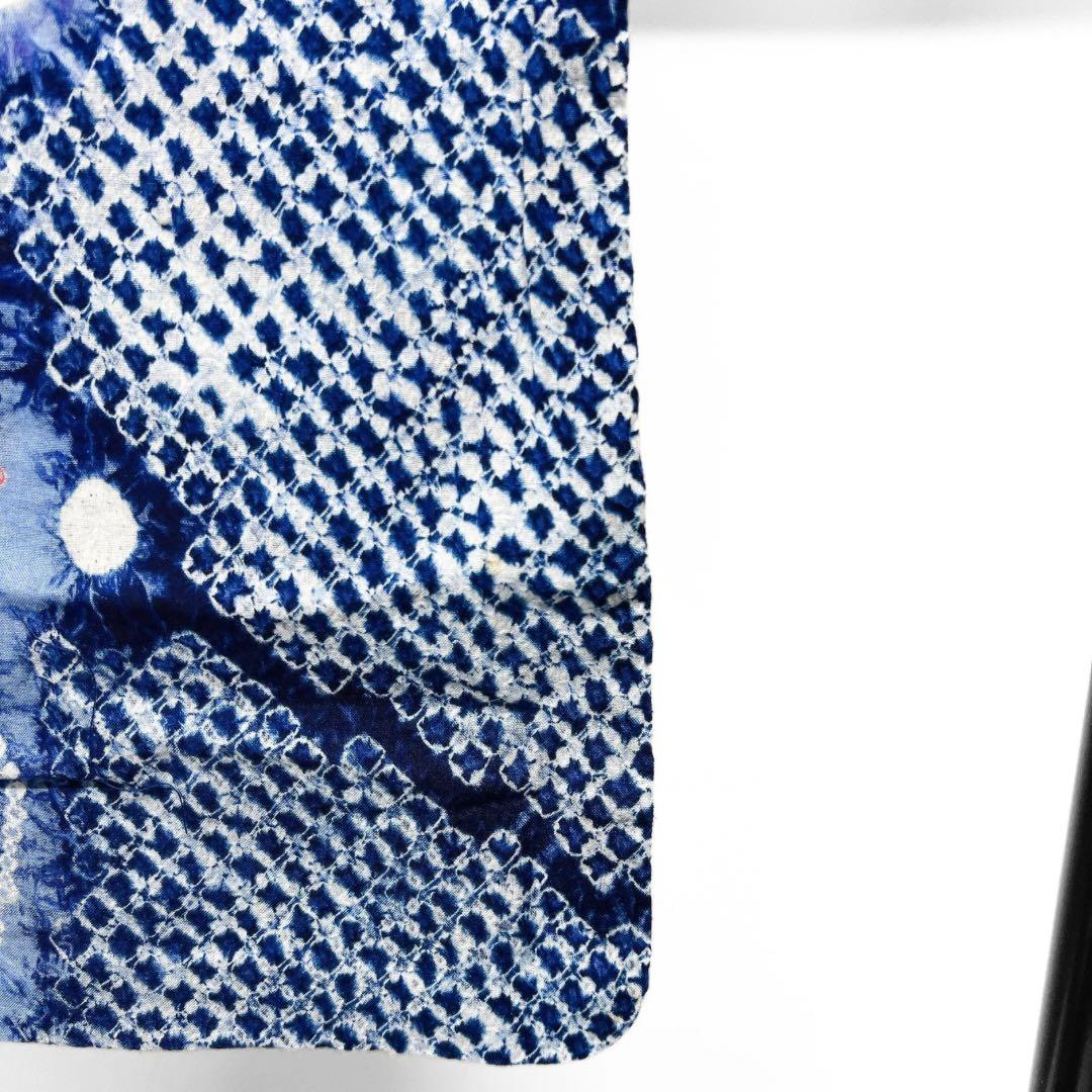 浴衣　有松鳴海絞り　蝶　ライトブルー　グラデーション着物　034a d