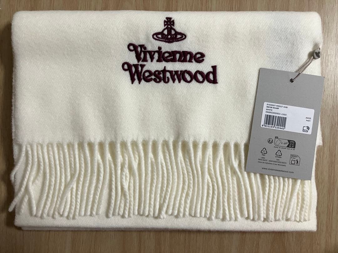 vivienne westwood マフラー　ホワイト　30×180 scarf