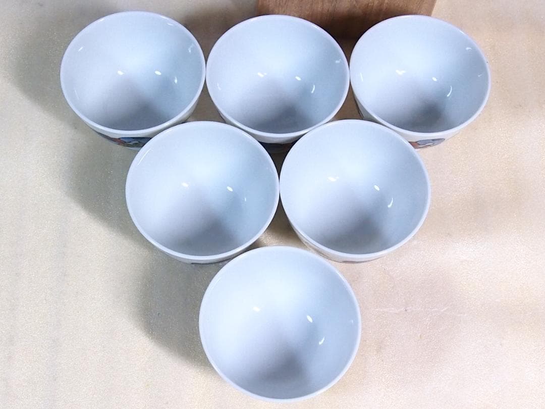 【未使用】京焼/清水焼 京都 平安吉兆 青華着彩戌三友図 茶碗6客 干支/戌年