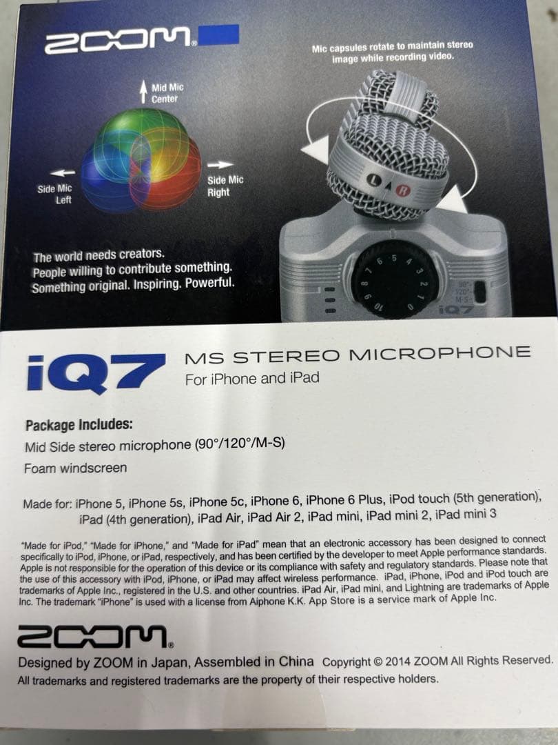 ZOOM iQ7 MS ステレオマイクロフォン