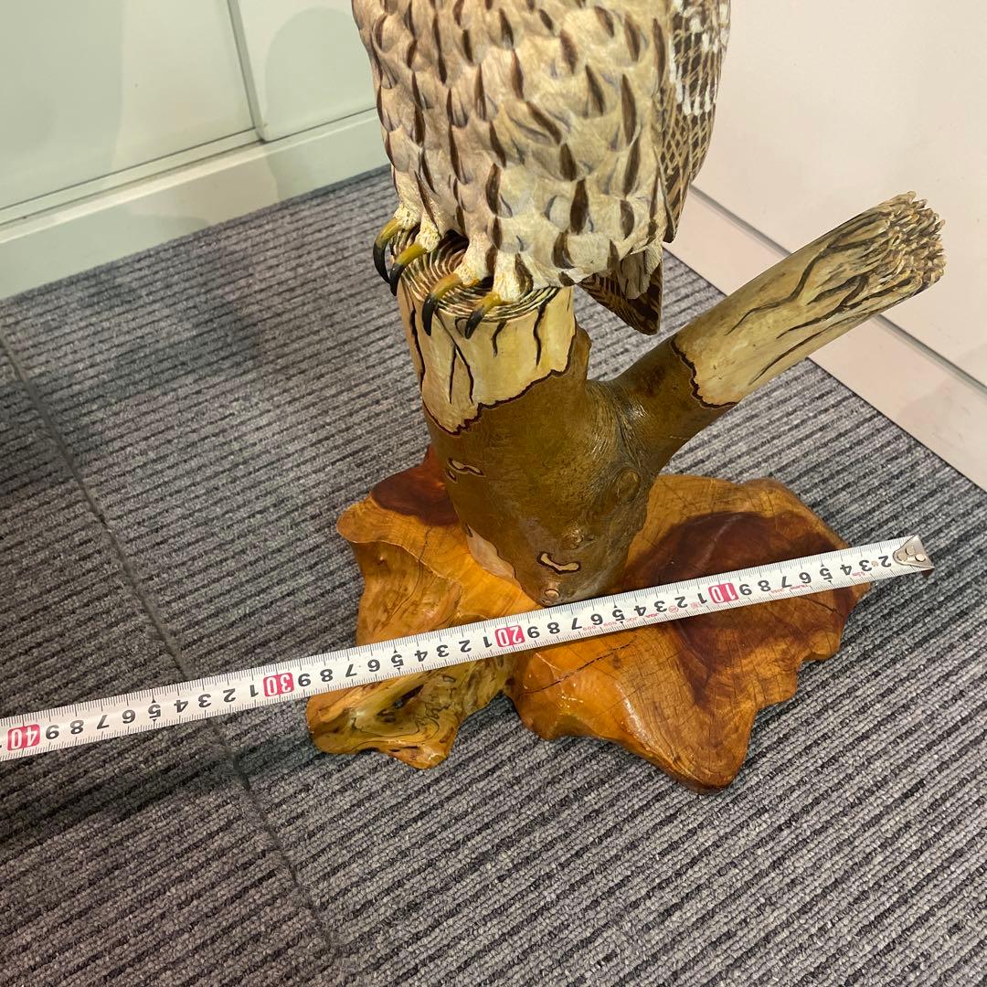 彫刻，ふくろう、木彫り、アンティーク品，置物