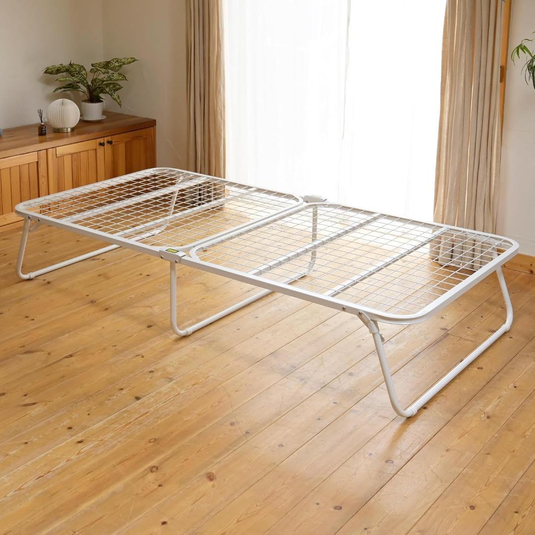 ベッド 折り畳みベッド 【完成品】シングル 耐荷重200kg ベッドフレーム