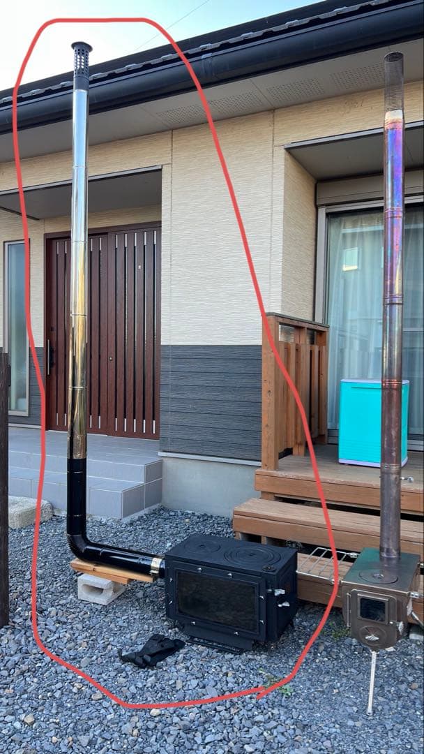 【手渡し】ロマンチカル薪ストーブ煙突横出し　ピザ釜つき