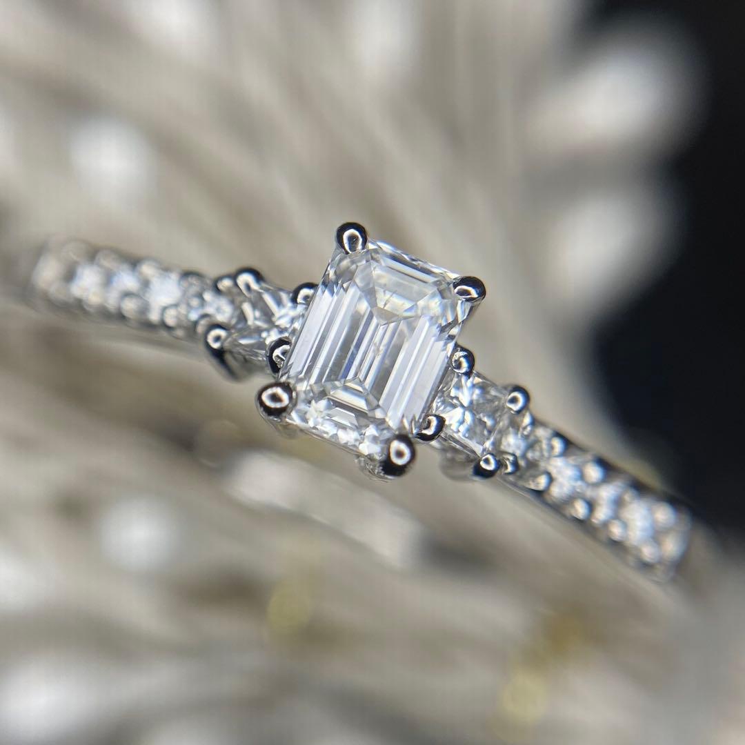 天然 ダイヤモンド 計0.43ct D-SI2 エメラルドカット GIA鑑