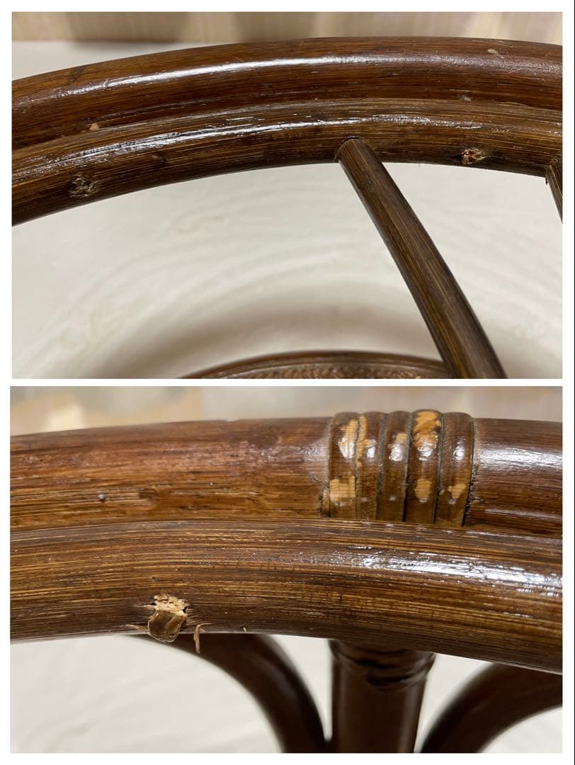 ラタン キャスター付き ガラステーブル コーヒーテーブル アジアン ビンテージ