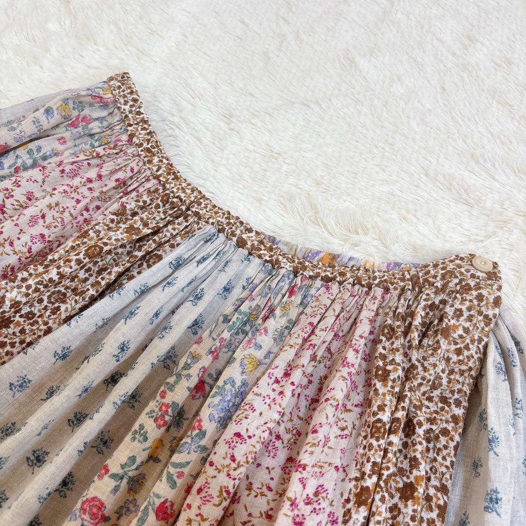 希少☆45R パッチワーク コットン フレアスカート 花柄 日本製 フラワー