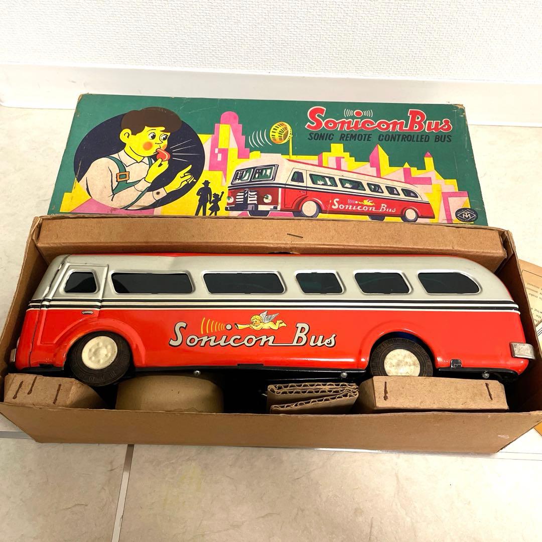 超激レア マスダヤ ブリキ ソニコンバス 赤 ブリキ製　昭和レトロ　増田屋