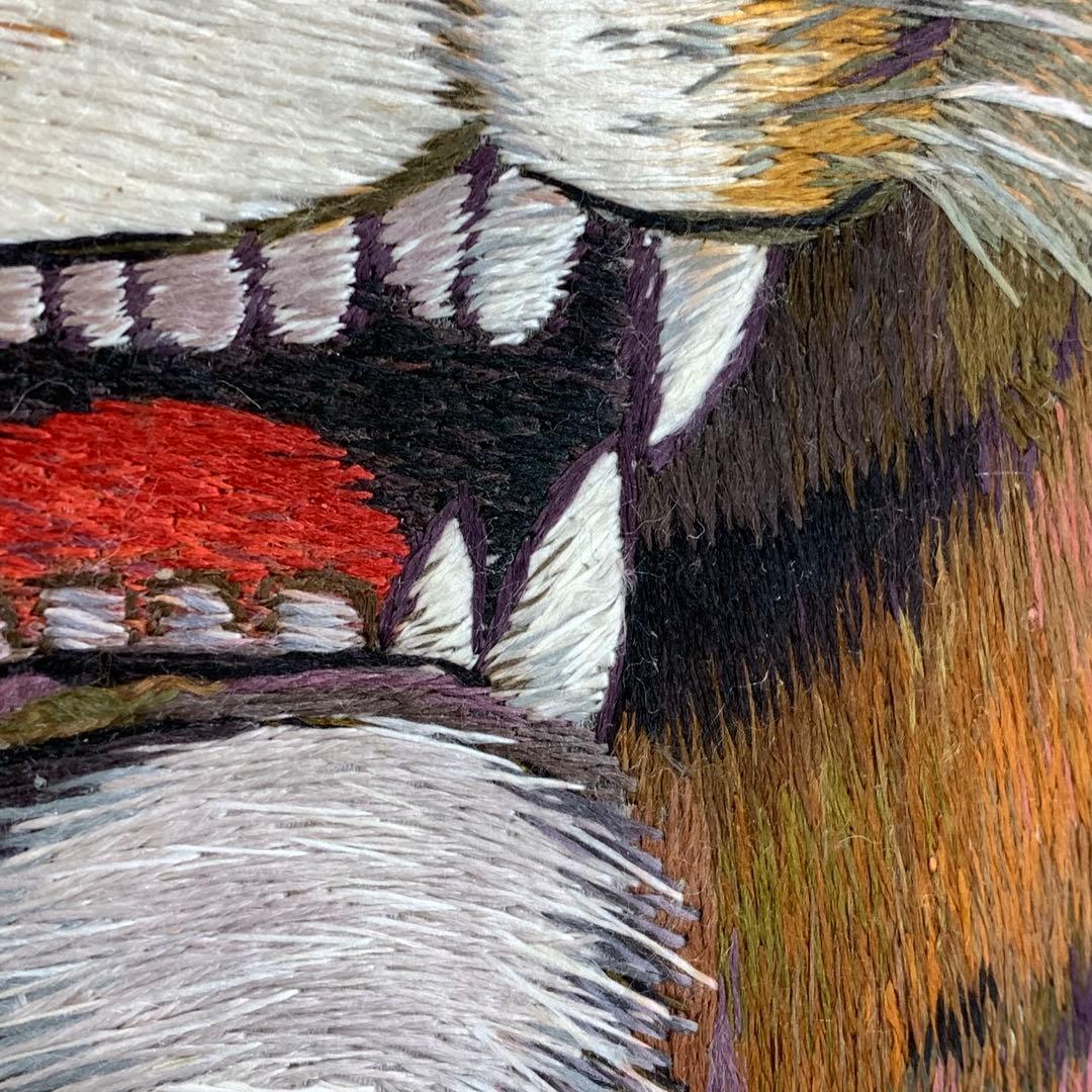 掛軸 荒木秀峰 猛虎 刺繍 共箱 太巻 干支 寅 月 夜 B-7