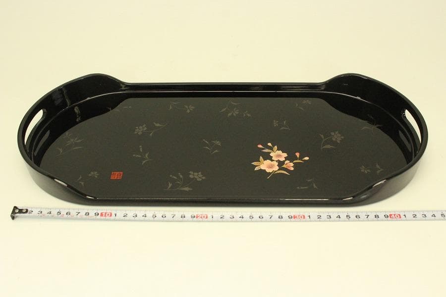 煎茶盆 枝花紋 蒔絵 盆(A734)