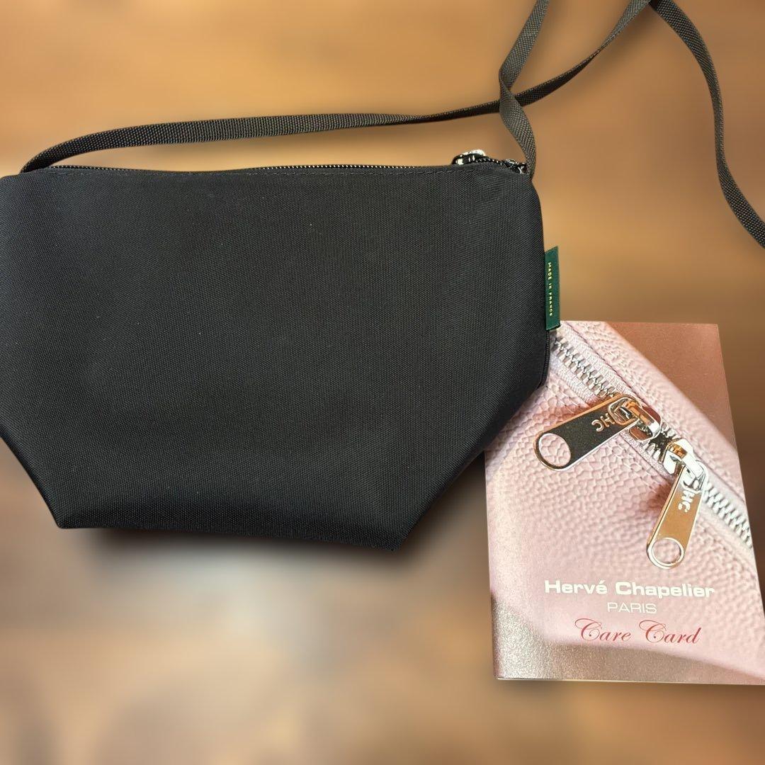 Hervé Chapelier 黒 ショルダーバッグ ケアカード付き　2885N