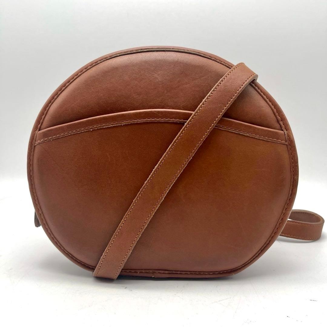 COACH オールドコーチ 丸型 ショルダーバッグ キャンティーン レザー　茶