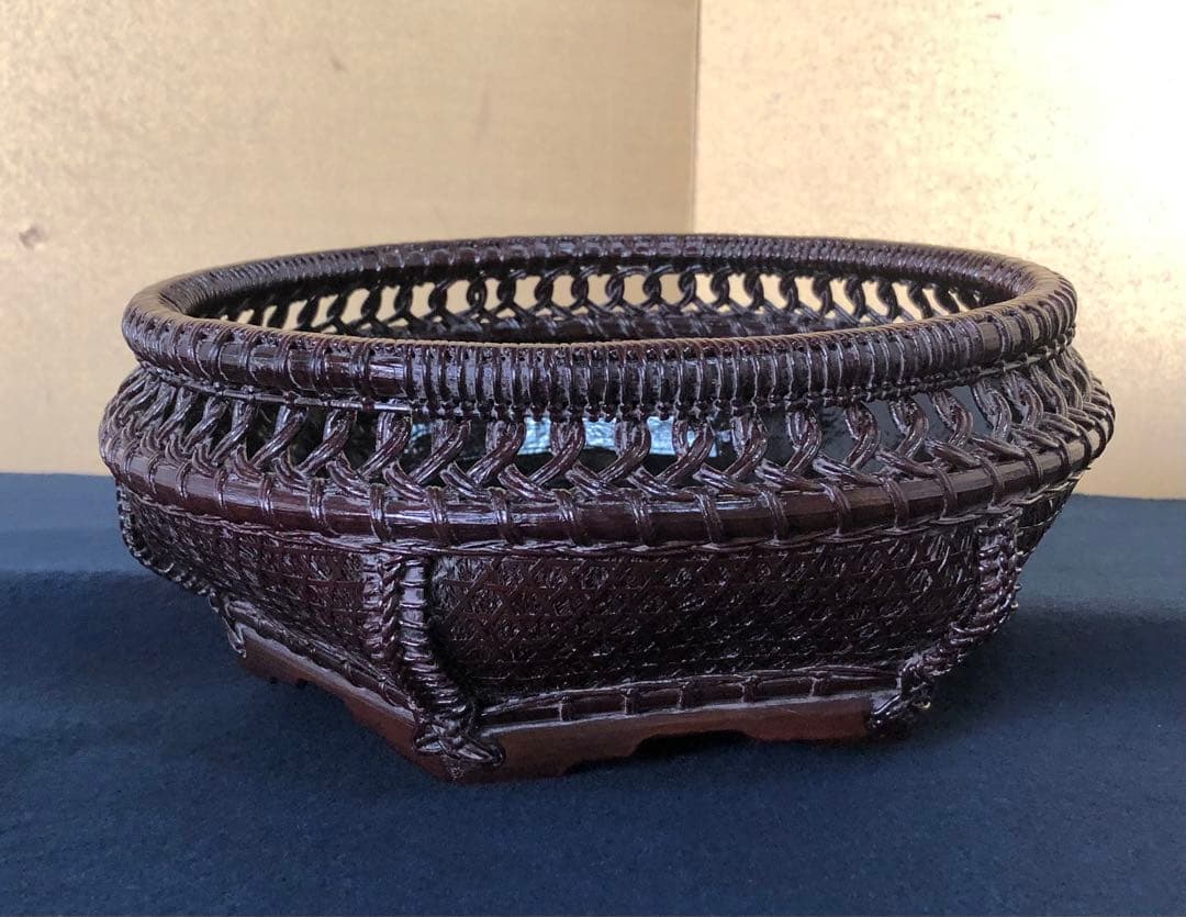 割引❗️《レ》茶道具 唐物 棕櫚入 炭斗 和田鱗司作 共箱　251125え6