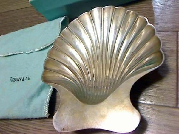 TIFFANY&Co. MAKERS ティファニー 純銀無垢 貝型 トレー 脚付