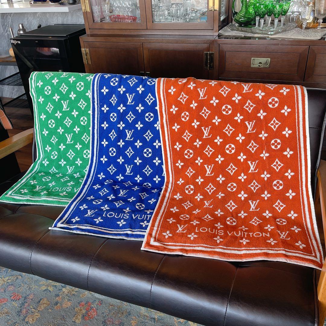 ルイヴィトン セルヴィエットセットLVマッチモノグラム ブルー バスタオル