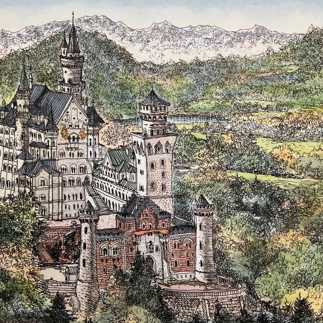 絵画・額縁・版画・織田 義郎・新品未使用・ドイツ・城・美術品・インテリア・雑貨