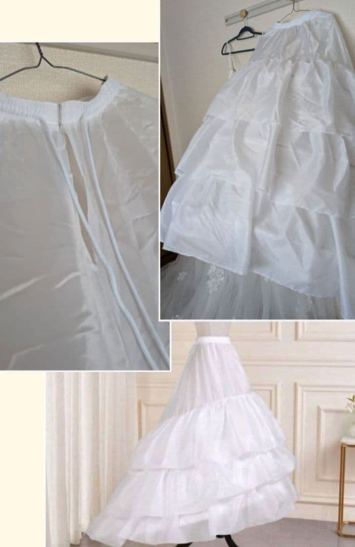 （大きいサイズ）ウェディングドレス　トレーン＆ベール＆インナースカート付き