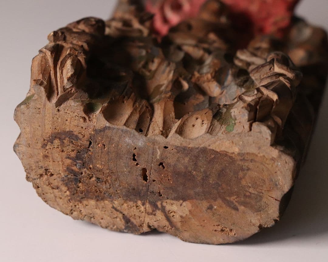 時代 木彫 彩色 不動明王 仏像 高11.3cm 木造 仏教美術【MA467】