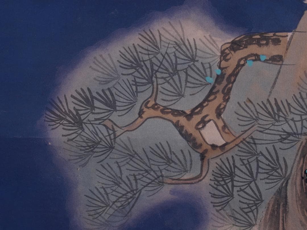 蔵整理品　中国清時代掛け軸　肉筆水彩絵　骨董品I1585A13-1