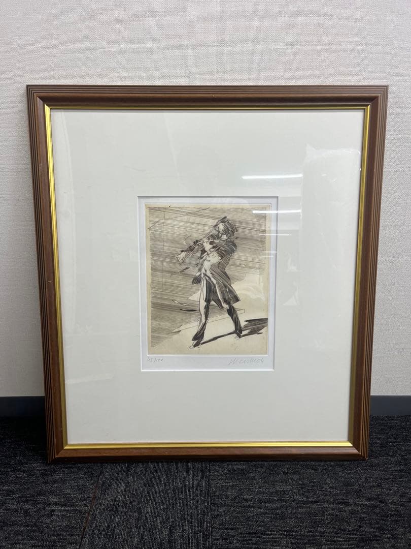 リトグラフ　クロード・ワイズバッシュ　「ヴァイオリニスト」　直筆サイン