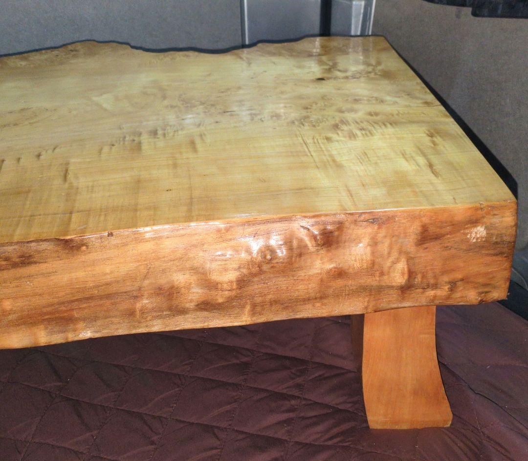 ポプラ　一枚板　テーブル　瘤杢　重厚感あり　レジンテーブルのベースにも