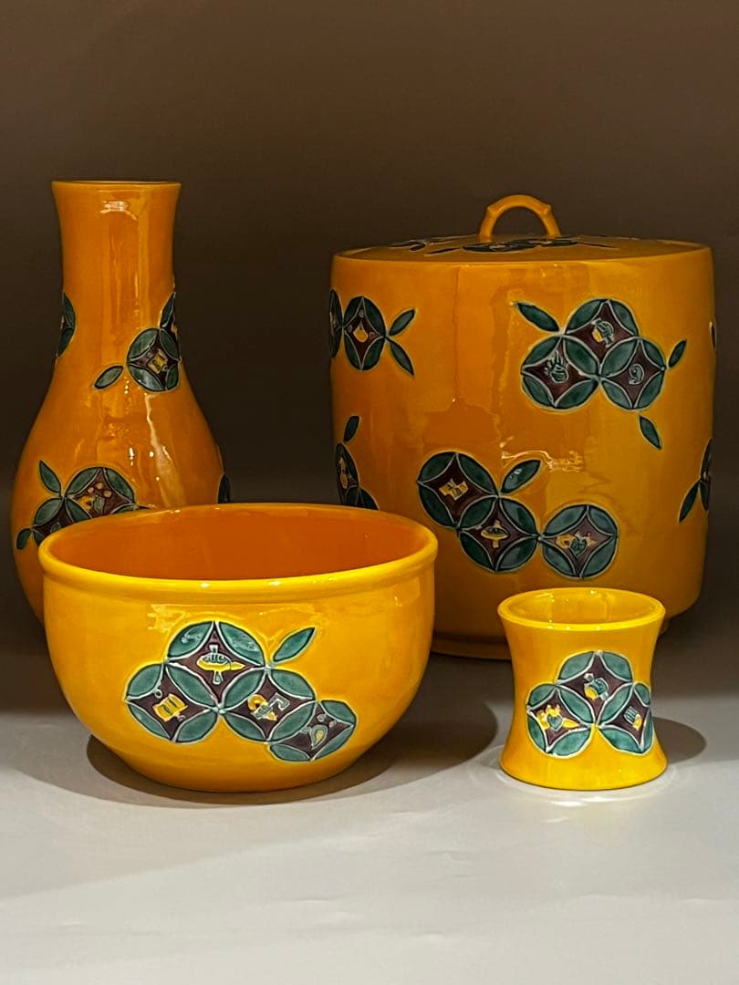 専用！ 新品 黄交趾七宝皆具 加藤利昇釜 皆具 交趾 共箱