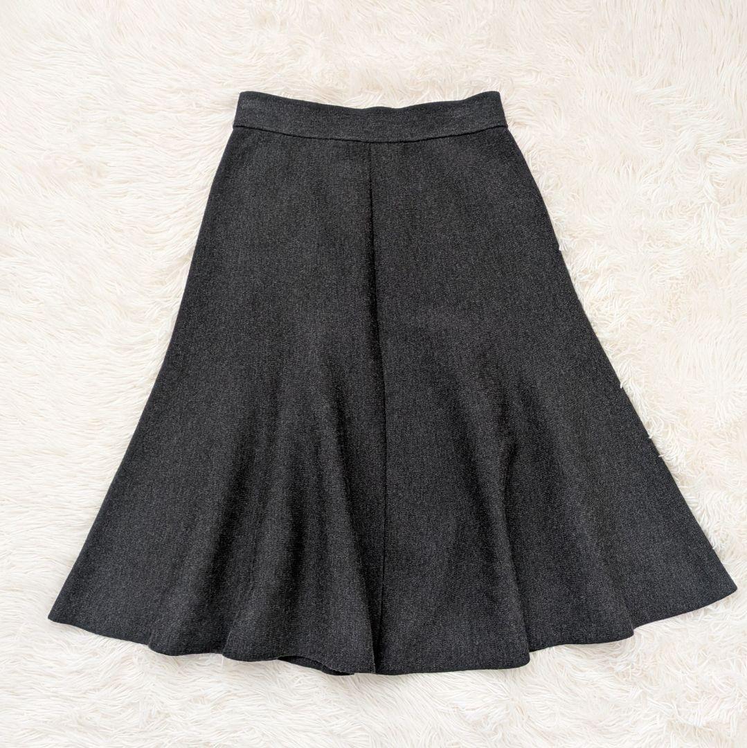 【美品】ANAYI　ファインメリノフレアニット スカート　チャコールグレー　36
