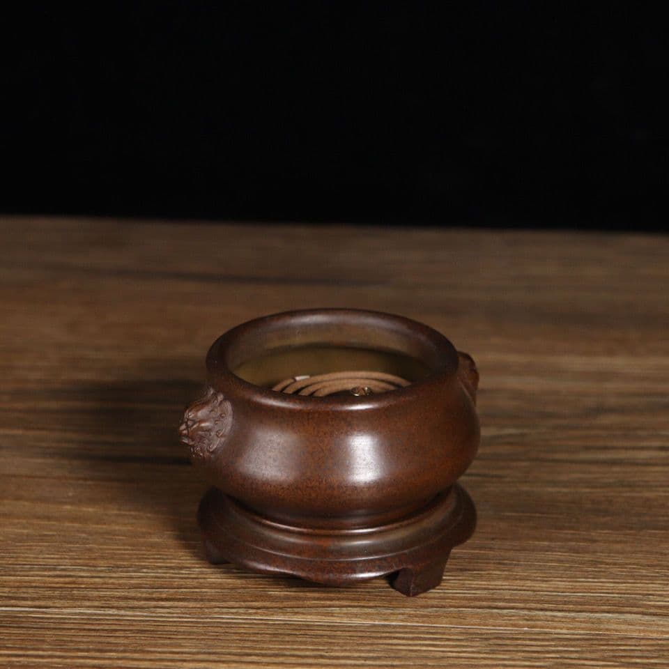 香炉 銅製 獅耳圧経銅炉 仏堂香炉 香道具 工芸品 置物