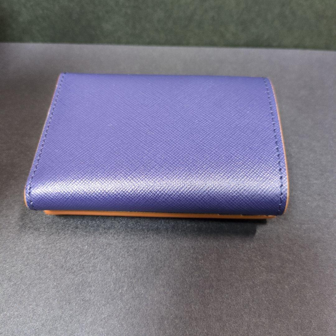 MARNI ロゴ 3つ折財布 ネイビー ブラウン 袋 箱 付き 青