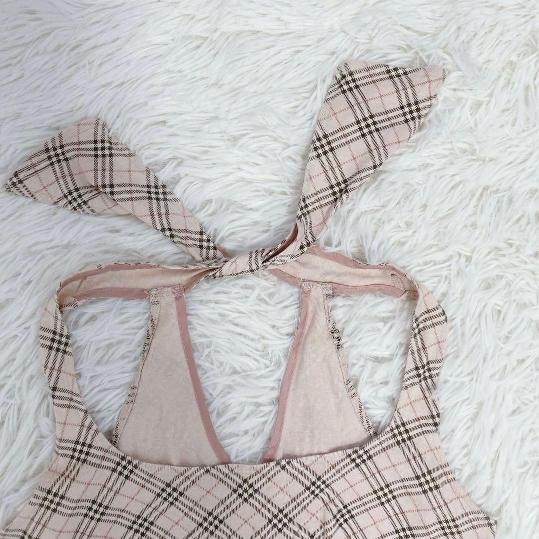 バーバリー ホルターネックリボン ノバチェック タンクトップ ピンク 希少カラー