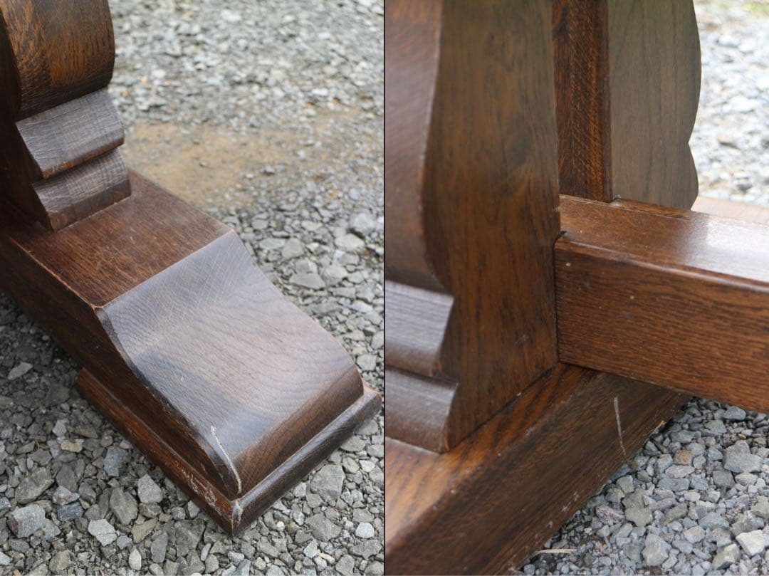 天然木総ナラ材ダイニングテーブル　重厚天然総オーク無垢ハープ型楔脚購入時70万！