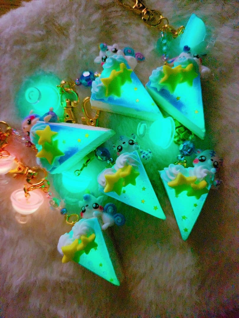 七夕チーズケーキ　バンビ　フェイクスイーツ　樹脂粘土　スイーツデコ　チャーム