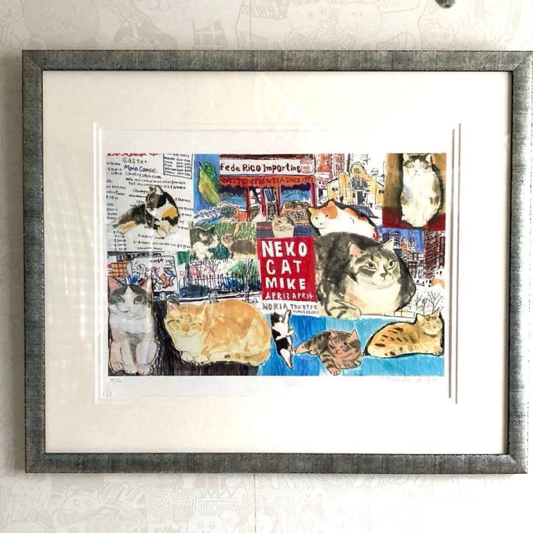 久下貴史 マンハッタナーズ 版画 NY猫絵暦4月