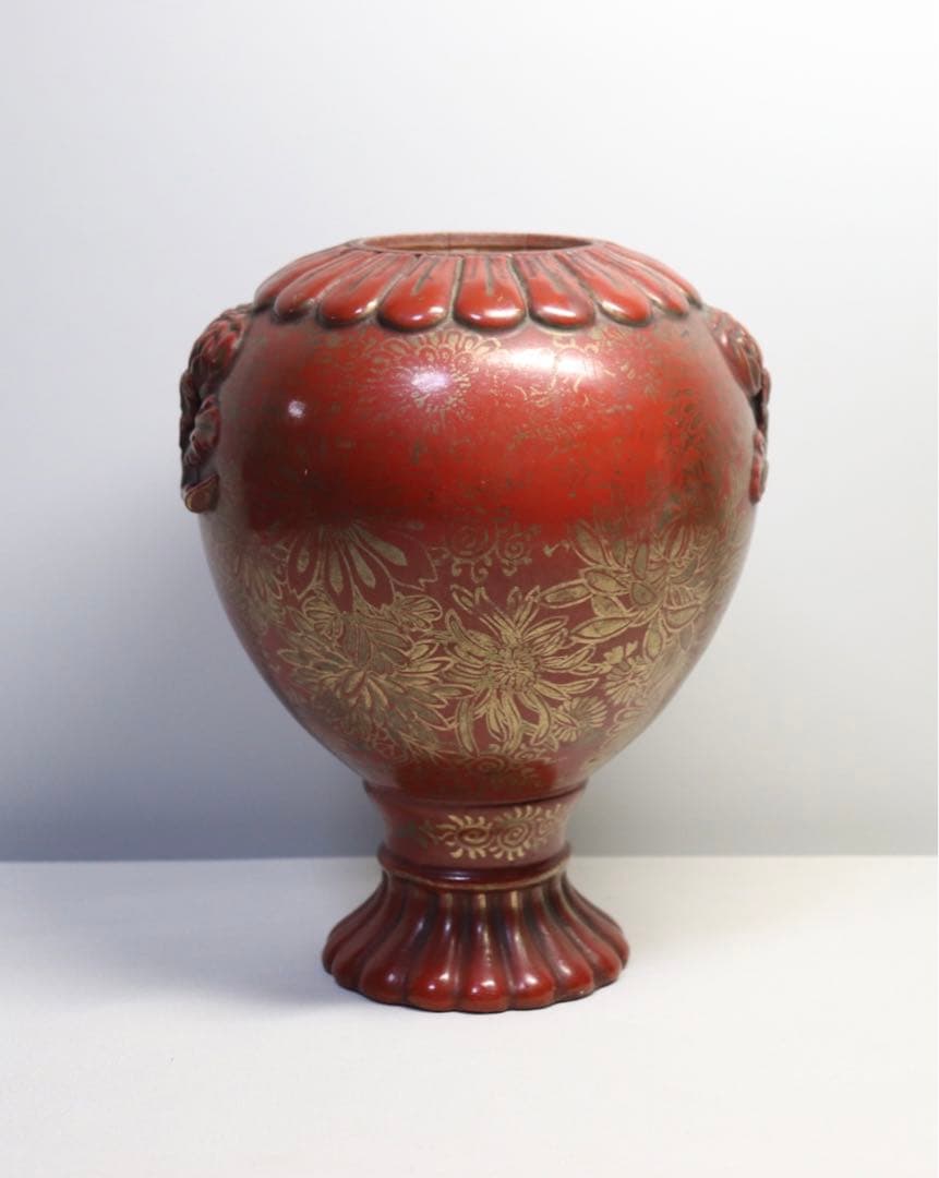 江戸　永楽　金彩菊紋瓶　アンティーク　送料込み0523