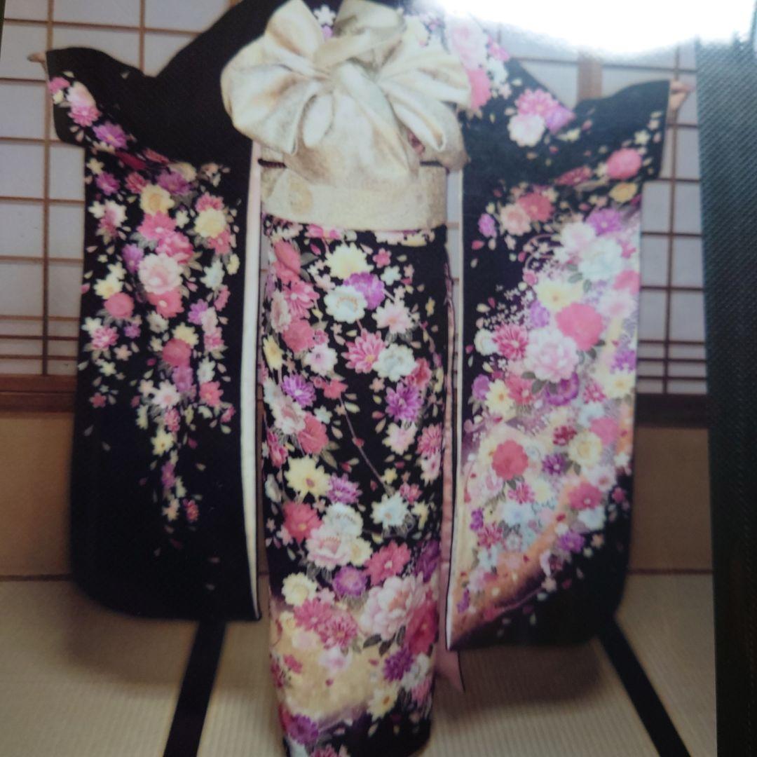 e*o様 値下げしました。振袖 紫色 花柄、衿芯付き長襦袢、高級帯と帯締め、帯揚