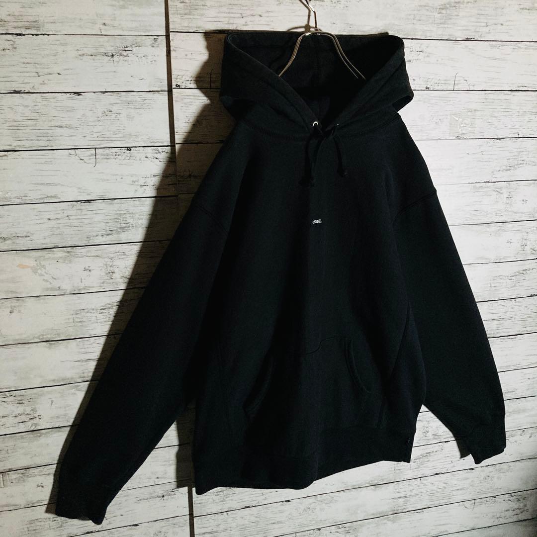 【オーバーサイズ】シュプリーム☆センターマイクロ刺繍ロゴ　パーカー　正規品鑑定済