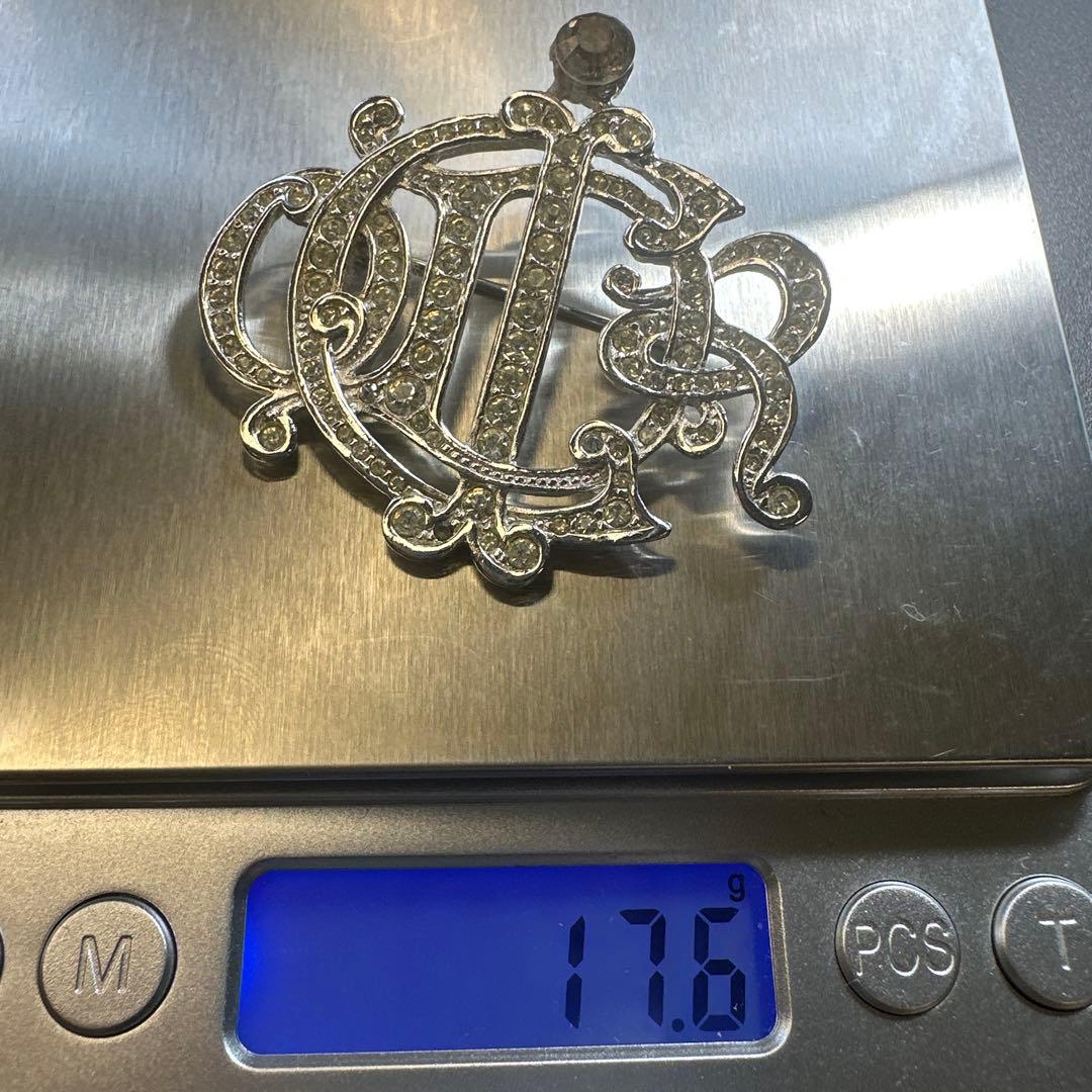 【vintage】ディオール　ラインストーン　エンブレム　ロゴブローチ
