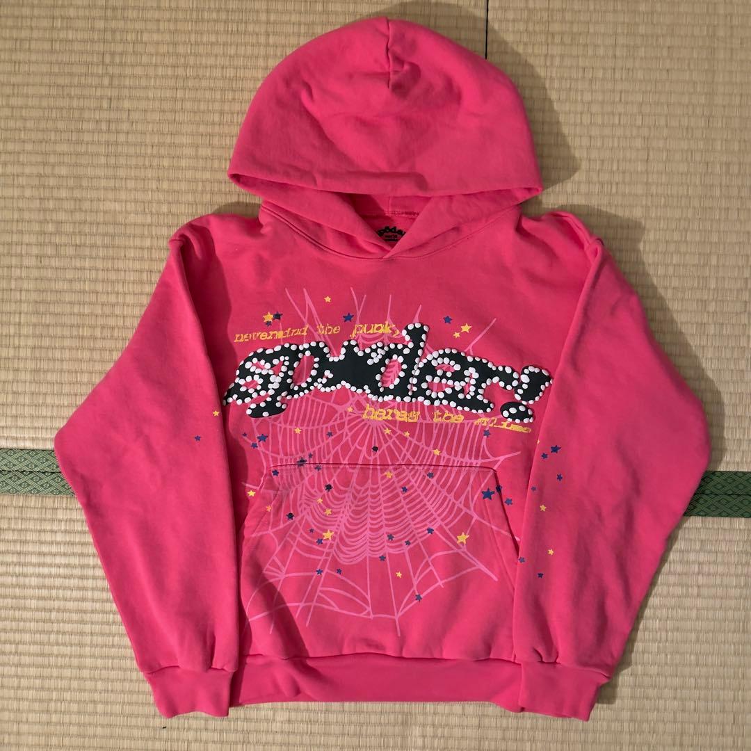 さとし Spider / Sp5der P*NK V2パーカー ピンク