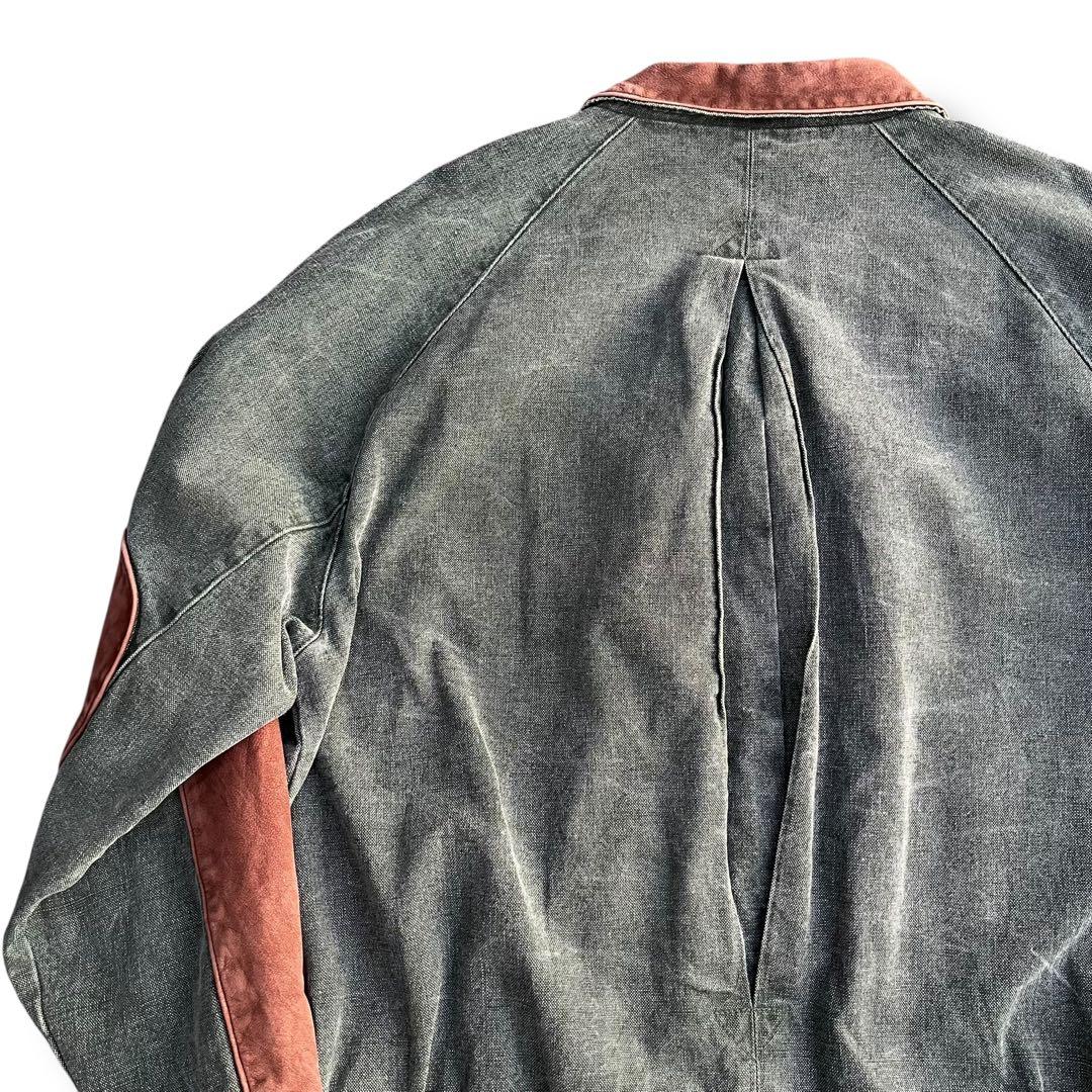 90’s vintage デニムブルゾン レザー切り替え ハリントンジャケット