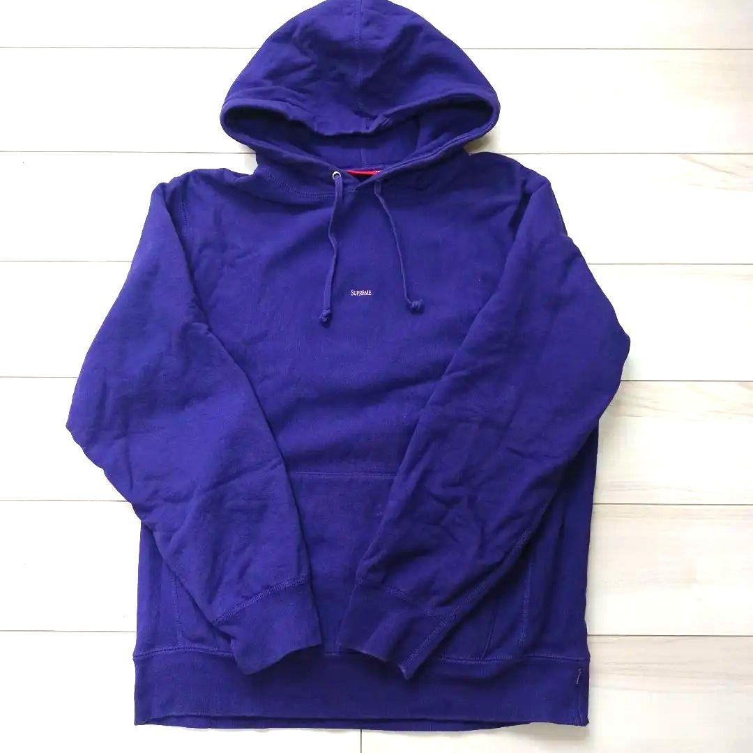 【値下げ中】シュプリーム　マイクロ　ロゴ　パーカー　紫　パープル