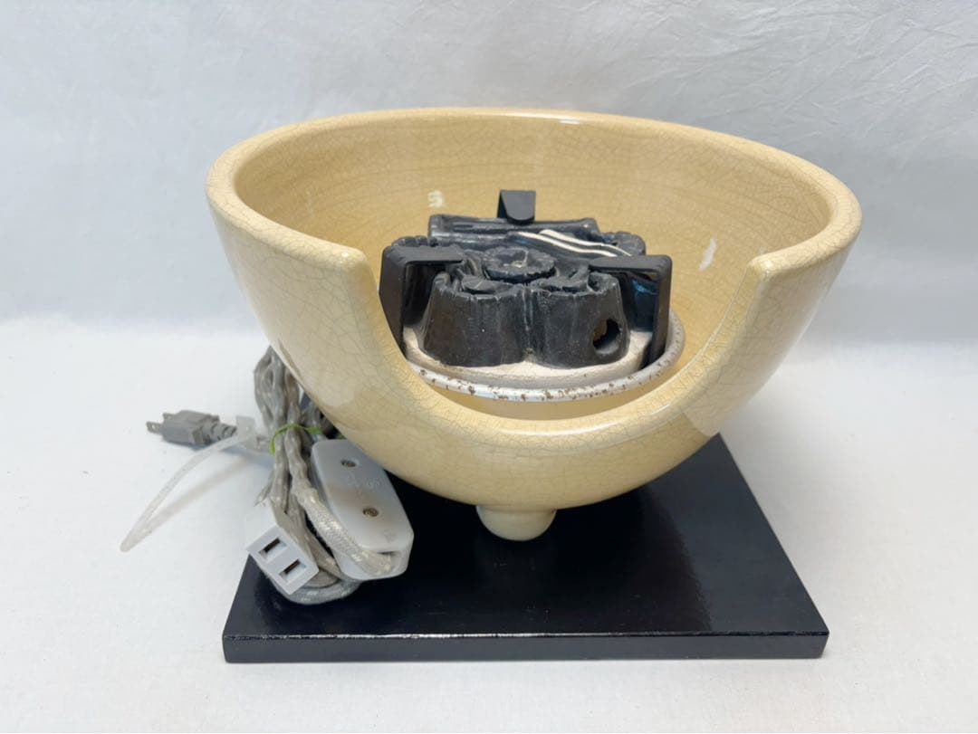 美品 茶道具 風炉型 電熱器 さつま枇杷色紅鉢 野々田式 110V 410Ｗ