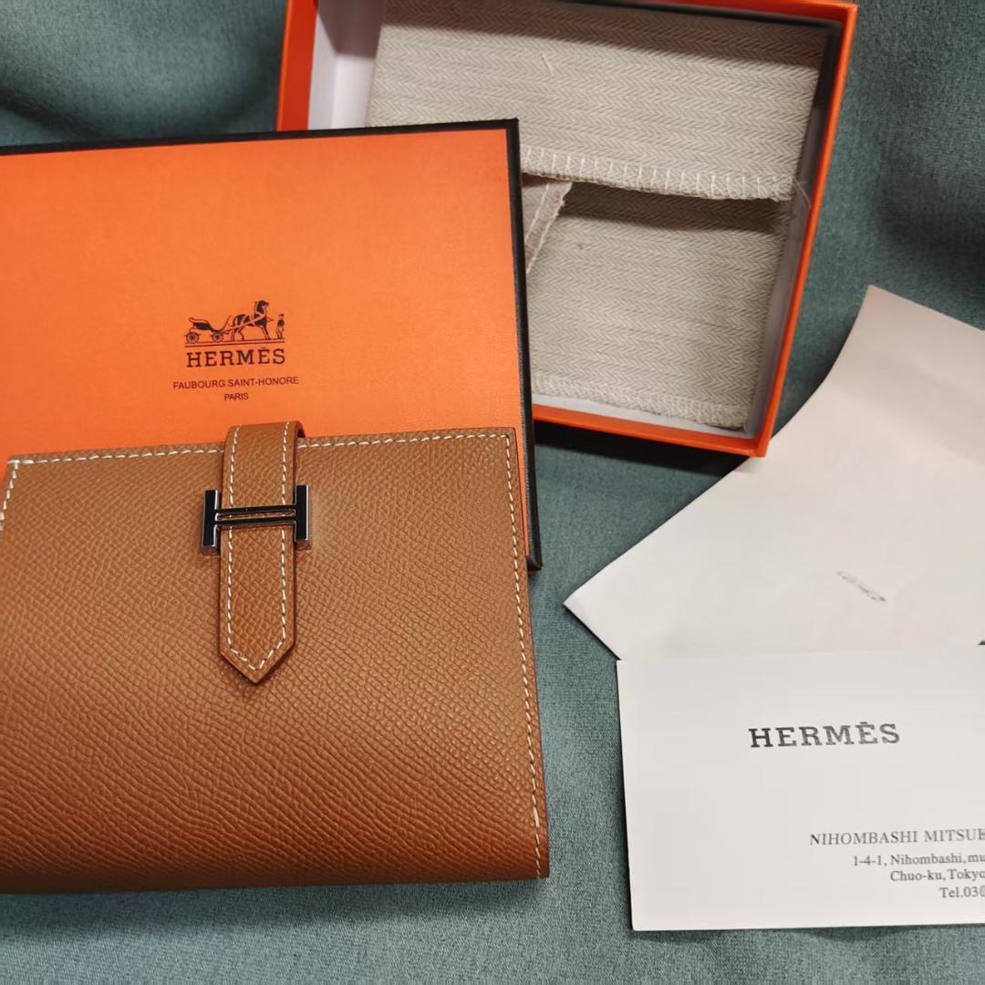 二つ折り財布 ブラウン レザー