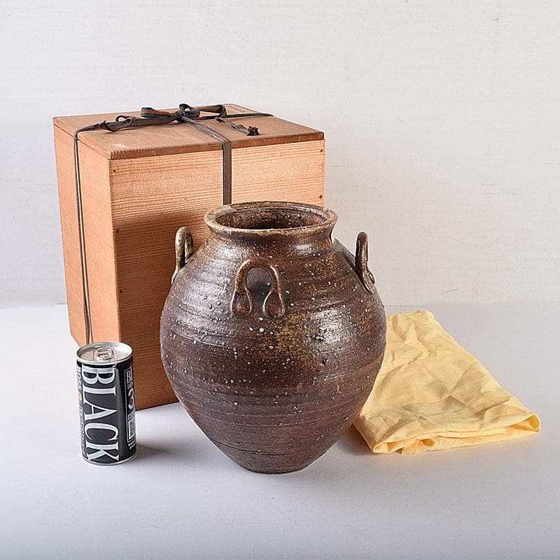 信楽焼　古信楽　四耳茶壺　葉茶壺　時代箱　C　R7759C