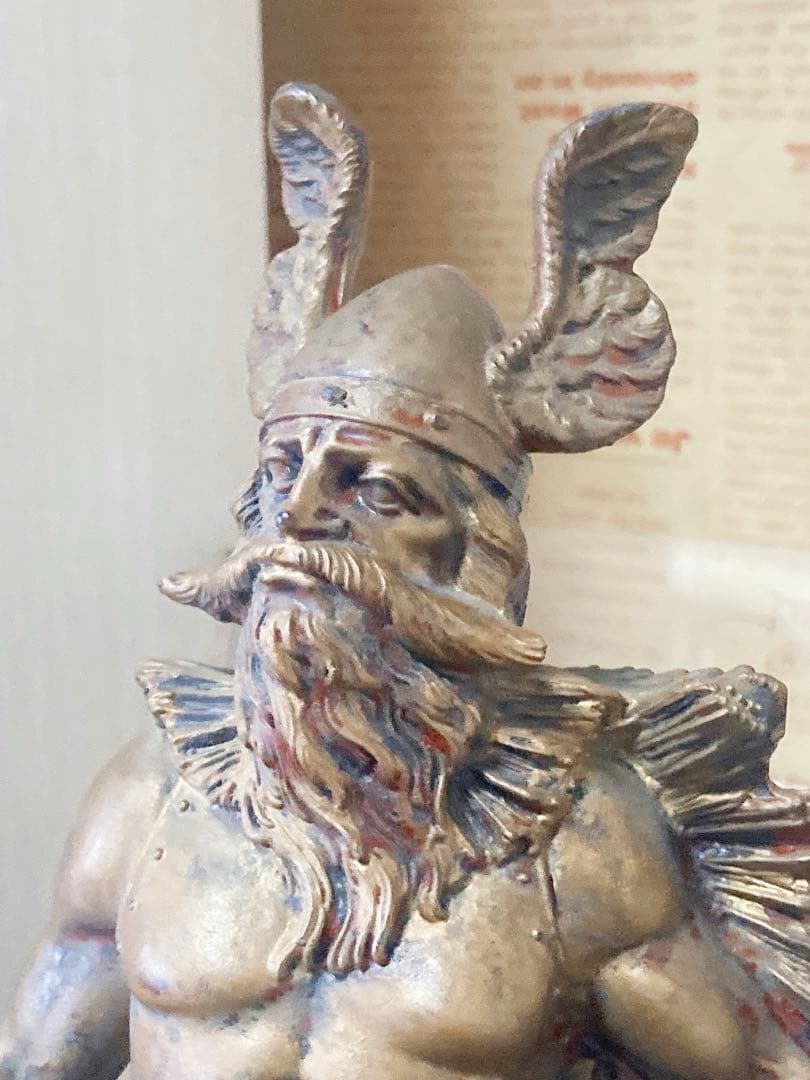 ITALY アンティーク 大理石台座 バイキングの戦士 ブロンズ銅像 No211