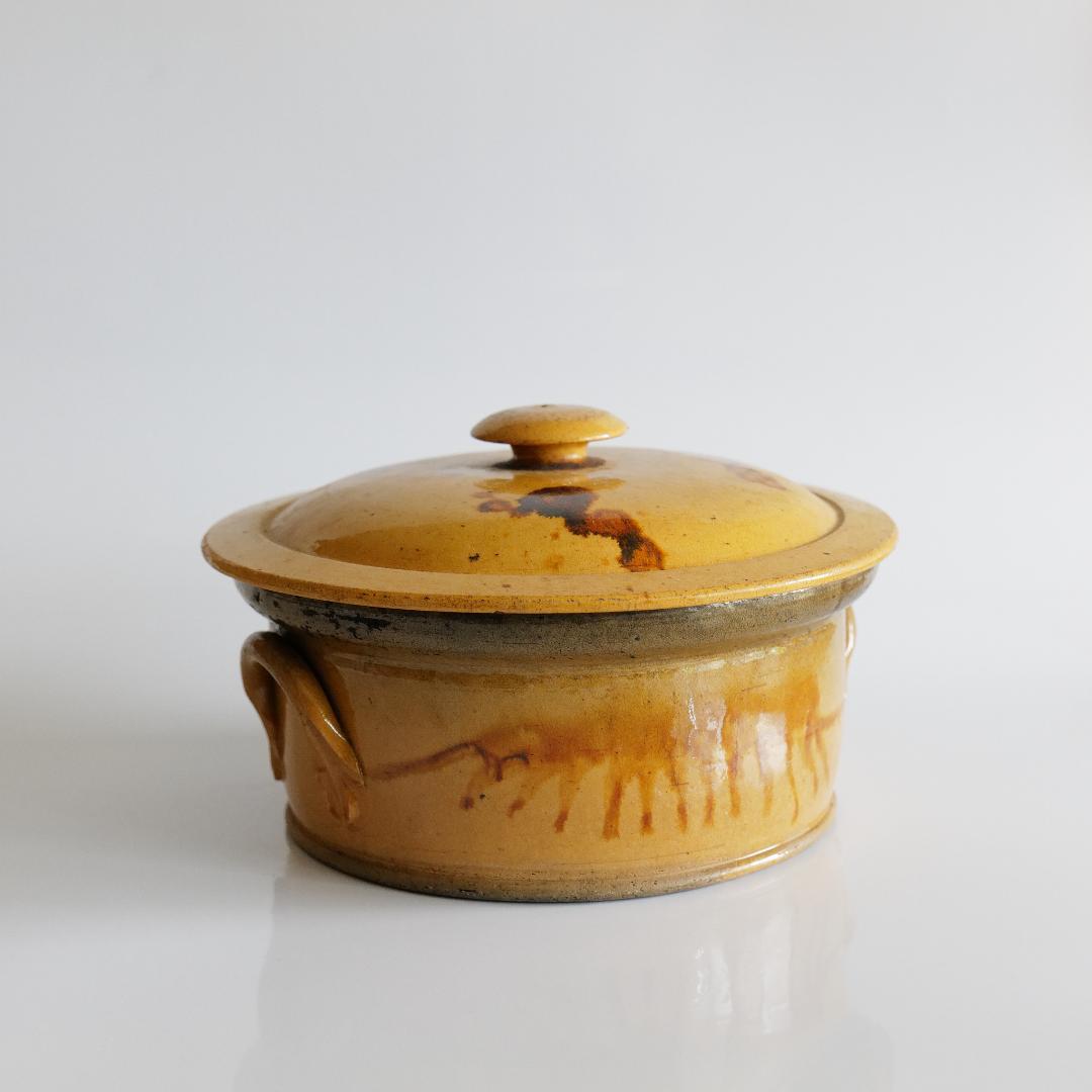 フランス 19c テリーヌポット (グラタン皿) 円形大きめ