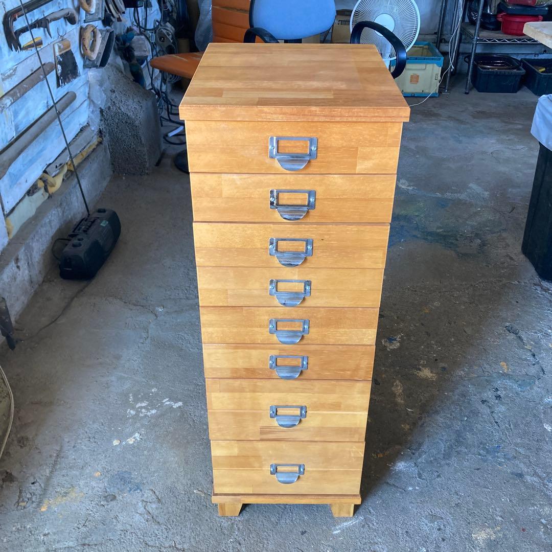 A4サイズ プレート多段チェスト8段 木製 無垢 書類チェスト A