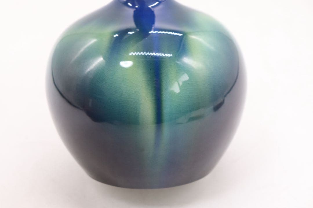 美品　三代　徳田八十吉　花生　「八十吉作」　共箱　送料込み250503